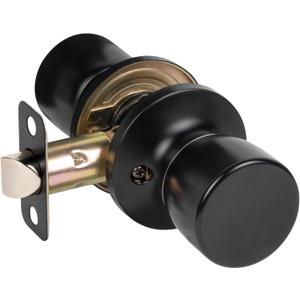 HOSOM Passage Door Knob, Matte Black Door Knobs Keyless Doorknobs for Interior Doors, Hallway, Closet and More, No Locking Door Handle