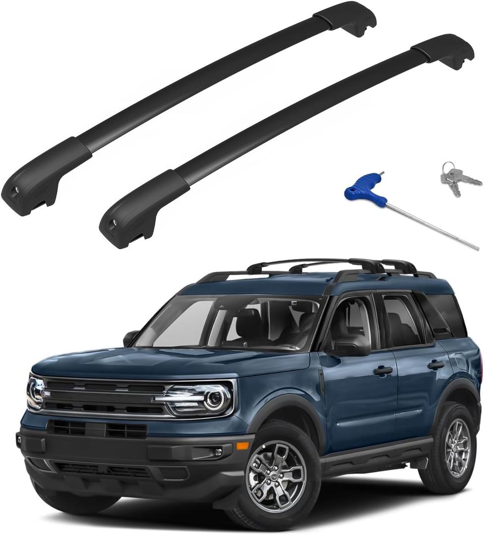 300lbs Roof Rack Cross Bars Compatible with Ford Bronco (on Road) Sport Base & Bigbend & Outer Banks 2021 2022 2023 2024 Aluminum Crossbars Rails Rooftop Cargo Luggage Ski Bike Snowboard