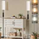 Set of 2 Dimmable Floor Lamps for Living Room with 2 Remotes and Foot Switch, 64.4Modern Standing Tall Lamp, Corner Lamp for Bedroom, Bulb Included, 3000K-6500K, Beige Shade E06LDP205W1