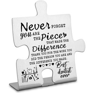 Thank you, Appreciation gifts for Dentist Decor Sign, Going Away Gift, Retirement Gift for Dentist, Never forget you are the Piece that Made the Difference, Unique Gifts for Dentist-DX143