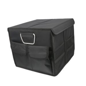 Mobestech Multifunctional Trunk Storage Box with Lid Collapsible Sturdy Organizer with Mesh Pockets and Dividers for Groceries Tools and Emergency Gear Suitable for Suv and Random Color