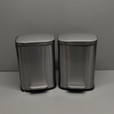Amazon Basics Smudge Resistant Mini Rectangular Trash Can With Soft-Close Foot Pedal, Brushed Stainless Steel, for Bathroom & small space, 5 L /1.32 Gal, Satin Nickel Finish, 7.3x8.5 x11.8 in (LxWxH), 2 Pack