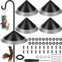 Qualirey 4 Pieces Squirrel-Proof Bird Feeder Baffle Set with Metal Frame for Shepherd's Hook House Guard Outdoor Courtyard
