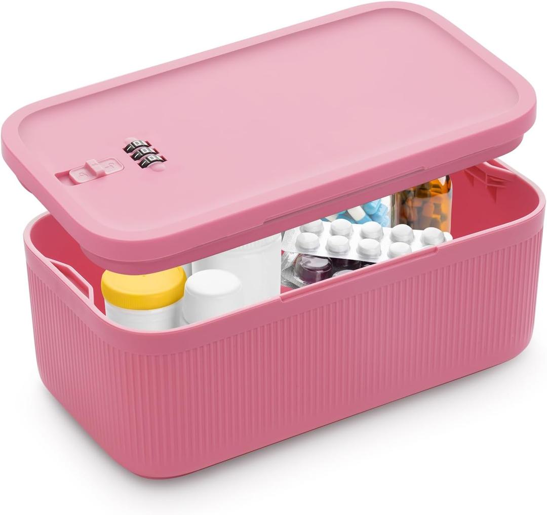 Lockable Storage Box, Small Lock Box with Combination Code for Phone/Medicine Safe/Food Home/Refrigerator/Office/Personal Items/Travel/Gift,9.25 x 5.04 x 3.62