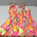 GORGLITTER Women's Floral Tropical Bow Tie Mini Dresses V Neck Sleeveless Open Back Flowy Dress Summer Beach Dress 2025 Hot Pink