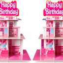 Pink Cupcake Stand 3-Tiered Cardboard Cake Stand Dessert Table Displays Pink Princess Assemble Cupcake Tower Holder Cake Tier for Happy Birthday Party Decoration Favors Baby Shower, 2 Sets