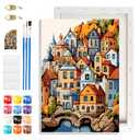 GHHKUD House Paint by Numbers with Frame for Adults Beginners, DIY Landscape Paint by Numbers for Age 6-12, Art on Canvas Gifts Home Wall Decor 8x12in