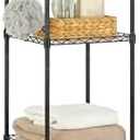 SONGMICS 4-Tier Bathroom Shelf, Storage Rack for Small Space, with 4 PP Shelf Liners, Removable Hook, Extendable Design, Ink Black and Translucent ULGR104B01