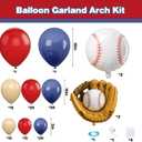 Baseball Birthday Party Decorations, Navy Blue Red Nude Balloon Arch with Baseball Glove Foil Balloons for Boys Girls Summer Birthdays Party Baseball Themed Party Decorations