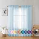 Aiyufeng 2 Pack: Basic Sky Blue Sheer Curtain Drapes 72 Inch Length 2 Panels for Living Room, Light Filtering Voile Drapes for Bedroom, Patio, Sliding Door, Each 42" W x 72" L