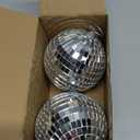 Youdepot Disco Ball 4" Inch 2-Pack, Silver Hanging Ball with Attached String for Ring, Reflects Light, Fun Party Home Bands Decorations, Party Favor