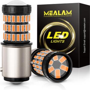 1157 2057 2357 7528 Bay5d LED Bulbs Amber Yellow, Super Bright 60 SMD Chips for Car Truck Backup Reverse Light Tail Break Turn Signal Light(Pack of 2)