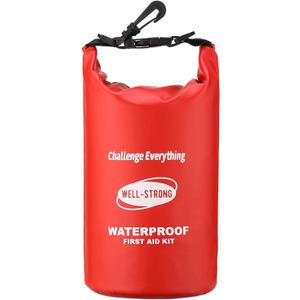 Emergency First Aid Kit for Boating & Marine Safety Waterproof Medical Supplies with Roll Top Design for Fishing, Kayaking Red (Ws011-fakdwp-red)