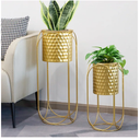 TRIROCKS Set of 2 Planters with Stand Large Gold Planter for Indoor Plants 26 &18" H Morden Plant Pot for Living Room Corner Kitchen Office Garden Balcony Patio Decor(Gold)