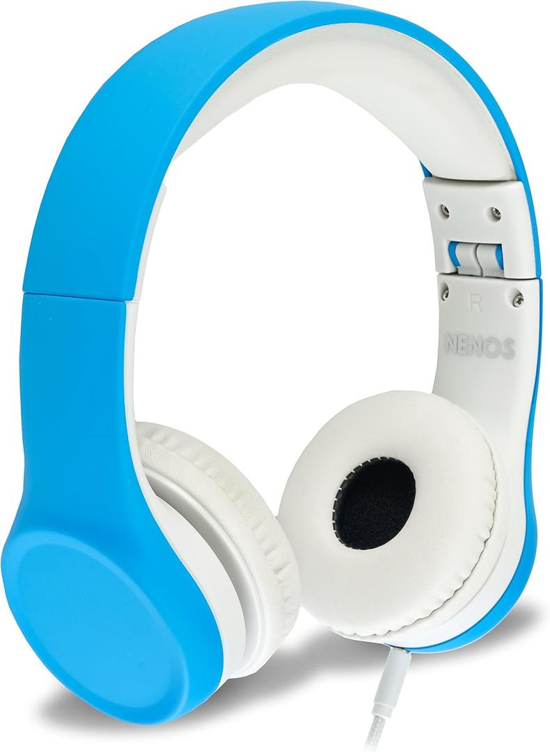 Nenos Children Headphones Kids Headset Children's Headphones Over Ear Headphones Kids Headphones Computer Volume Limited Headphones Foldable (Blue)