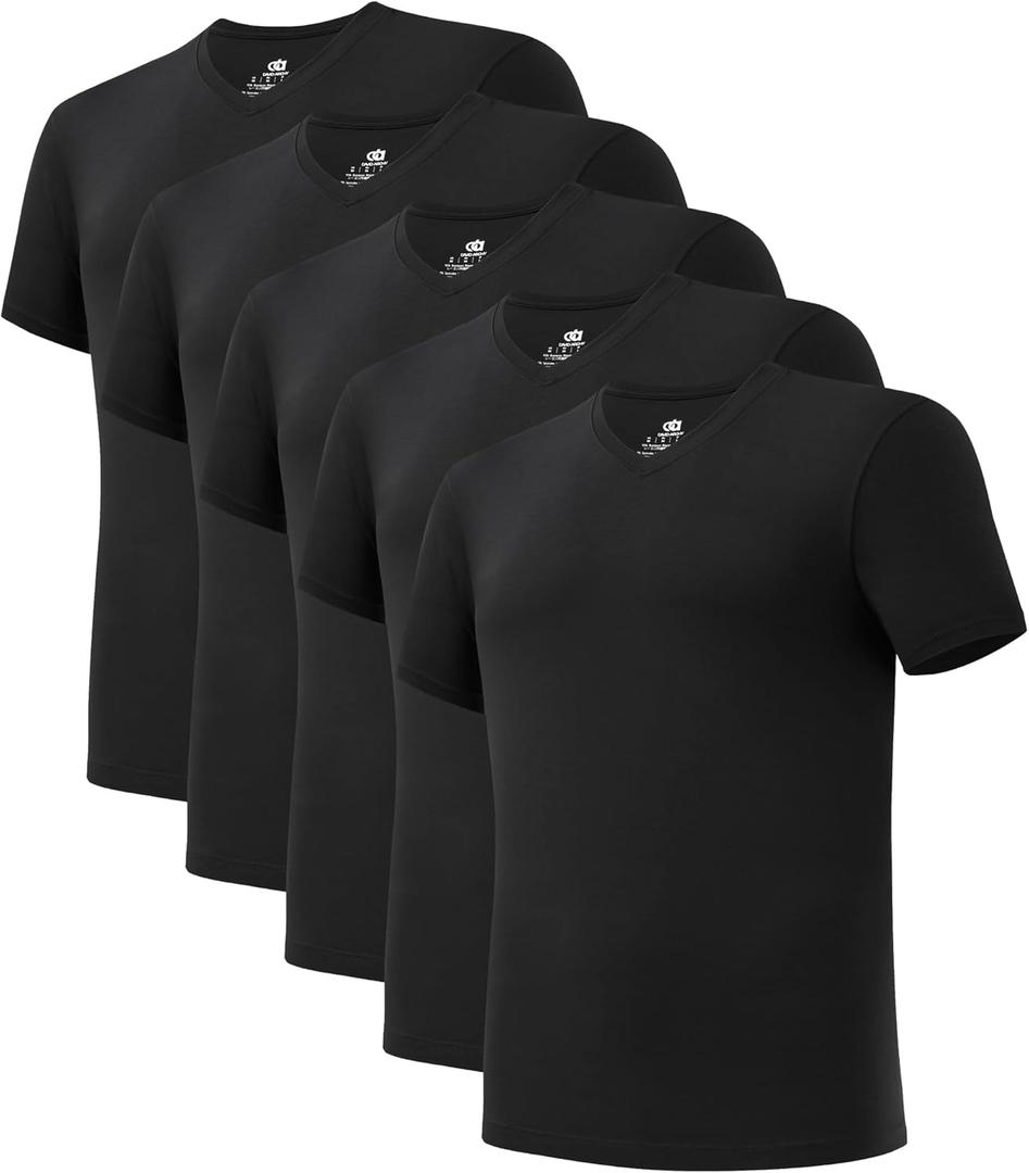 DAVID ARCHY Men's Bamboo Rayon Moisture-Wicking V-Neck Undershirt 3 or 5 Pack, S