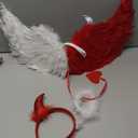 Liliful Angel Devil Wings with Headband Cute Angel Devil Dual Costume for Adults Halloween Costumes with Elastic Straps(Red, White)