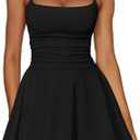 Kaximil Women's Sexy Ruffle Mini Dress Spaghetti Strap Ruched Corset Party Club Short Dresses, S