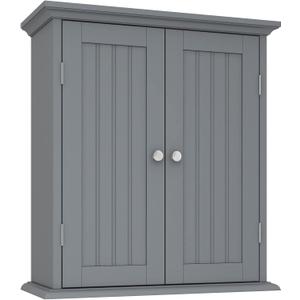 ChooChoo Bathroom Wall Cabinet, Over The Toilet Space Saver Storage Cabinet, Medicine Cabinet with 2 Door and Adjustable Shelves, Cupboard, Navy Blue (Grey)
