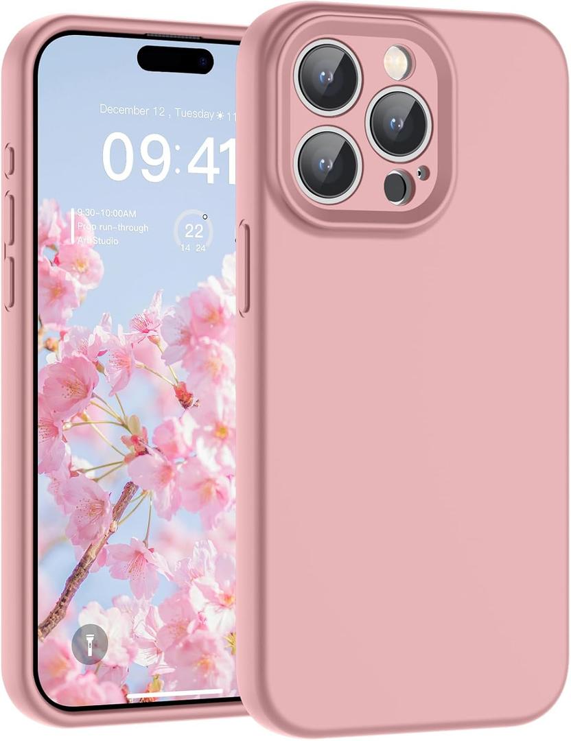 SUPFINE Designed for iPhone 15 Pro Case,Premium Liquid Silicone with [Soft Anti-Scratch Microfiber Lining][Upgraded Camera Protection] Slim Shockproof Phone Case for Men Women Girls,Rose Pink