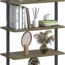 Ladder Shelf Black 6 Tiers Modern Bookshelf Room Organizer Open Tall Wall Mount Bookcase Standing Leaning Wall Shelves Industrial Decorative Living Room Bed Room (Brown) (1 PC 23.6IN)