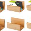 Seajan 6 Pcs Bamboo Wood Desktop Business Card Holder Business Card Holder Display for Desk Bamboo Stand Wood Organizer for Office Tabletop Counter