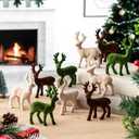 15pcs Christmas Reindeer Decoration Velvet Tabletop Reindeer Figurines Mini Standing Deer Statues Small Elk Neutral Centerpiece for Home Office Fireplace Xmas Holiday Party Decor