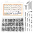 1710 Pcs M2 M3 M4 M5 Nuts and Bolts Assortment Kit, Pan Head Machine Screws and Nuts, Hex Button Head Socket Cap Screws Bolts and Nuts Set with Washers, Stainless Steel Metric Screw Assortment Set