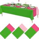 3 Pack Pink and Green Disposable Plastic Tablecloth Hole in One Plastic Table Runner Rectangle Table Covers for Golf Clubs First Birthday Girls Baby Shower Party Decorations 51" x 108"