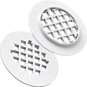 Enhon 2 Pack 4-1/4 Snap in Shower Drain Cover, Round Strainer Drain Grid, Bathroom Shower Grate Cap Replacement for Hair Catcher (White,PVC Plastic)