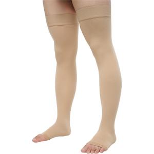 20-30 Compression Socks for Women Men, Thigh High Compression Stockings, Support Hose for Women Compression, Travel Toeless Women's Compression Socks, Light Open Toe Pregnancy Support Socks (XL, SKIN)
