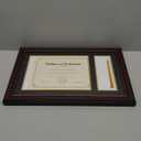 GraduationMall 11x17 Mahogany Diploma Frame with Tassel Holder for 8.5x11 Certificate Document,Real Glass, Black over Gold Mat