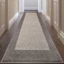 Machine Washable Runner Rug 32" x 96", Non Slip Kitchen Mat for Floor, Absorbent Entryway Rug for Kitchen, Bedroom, Living Room, Hallway, Door (Roll Packing) (Beige)