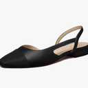 Athlefit Slingback Flats for Women Square Pointed Toe Two Toned Flats Wedding Pumps for Women Black, Size 7.5