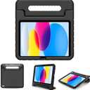 ProCase Kids Case for iPad A16 11th Generation 2025/iPad 10th Generation 2022 with Pencil Holder, iPad 11/10 Case Shockproof Lightweight Cover with Stand Convertible Handle for Children -Black