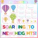 2 x Hot Air Balloon Door Decal - Colorful Inspirational Window Door Clings Stickers Soaring to New Heights Positive Saying Wall Decals Motivational Phrases Sticker for Classroom Nursery Bedroom Decors
