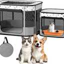 Portable Cat Playpen, Foldable Pet Dog Playpen, for Kitten Puppy Play Pen Indoor/Outdoor, Cats Enclosure Cages Tent with Carrying Case, 600D Oxford 8-Rods, 32"x24"x22", Grey