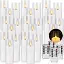 24-Pack Premium Flameless LED Candles - Elegant White & Clear Acrylic Pillar Design with Realistic Flickering Flame, Remote Control & Timer for Weddings, Christmas, Halloween & Home Decor