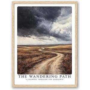 canvas wall art Oak Walking Path framed Wall Art - 8x10-inch frame artwork wall decor, Unknown Journey Earth Road Printed Wall decoration Living Room, bedroom, Office Gallery Gift Set 1 (abstract)