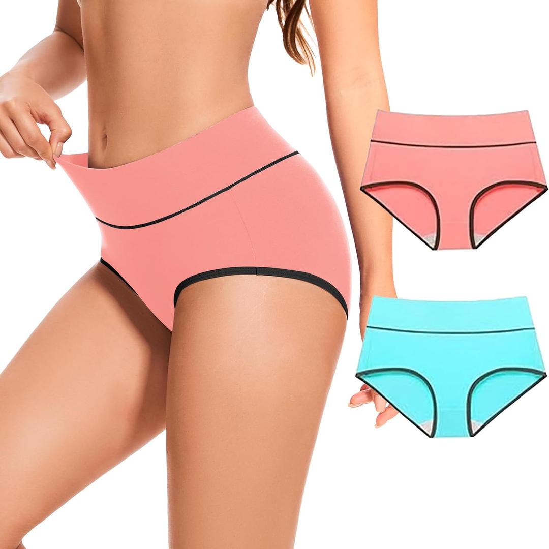Cotton Underwear for Women Full Coverage Briefs (Pink, L)