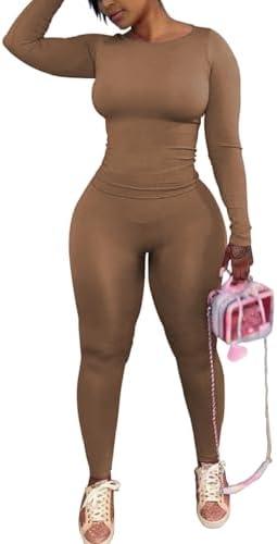 Women's 2 Piece Outfits Track Suits Long Sleeve Top Jogger Legging Pants Workout Sets for women Size 2XL