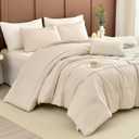Oversized King Comforter Set 128"x120" – Ultra Soft 6-Piece Bedding Set, Wheat Color, Includes Comforter, Flat Sheet & 4 Pillowcases