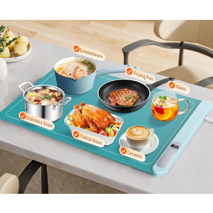 Food Warming Mat with Heat-Resistant Pad, 26X15 Inch, 6-Level Temp 6-Hour Timer, Child Lock Safety, Food Warmer Chafing Dishes for Buffet.