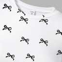 SHENHE Girl's Graphic Tee Y2k Bow Shirt Crewneck Short Sleeve Aesthetic Slim Fit Crop Top (White) 16Y