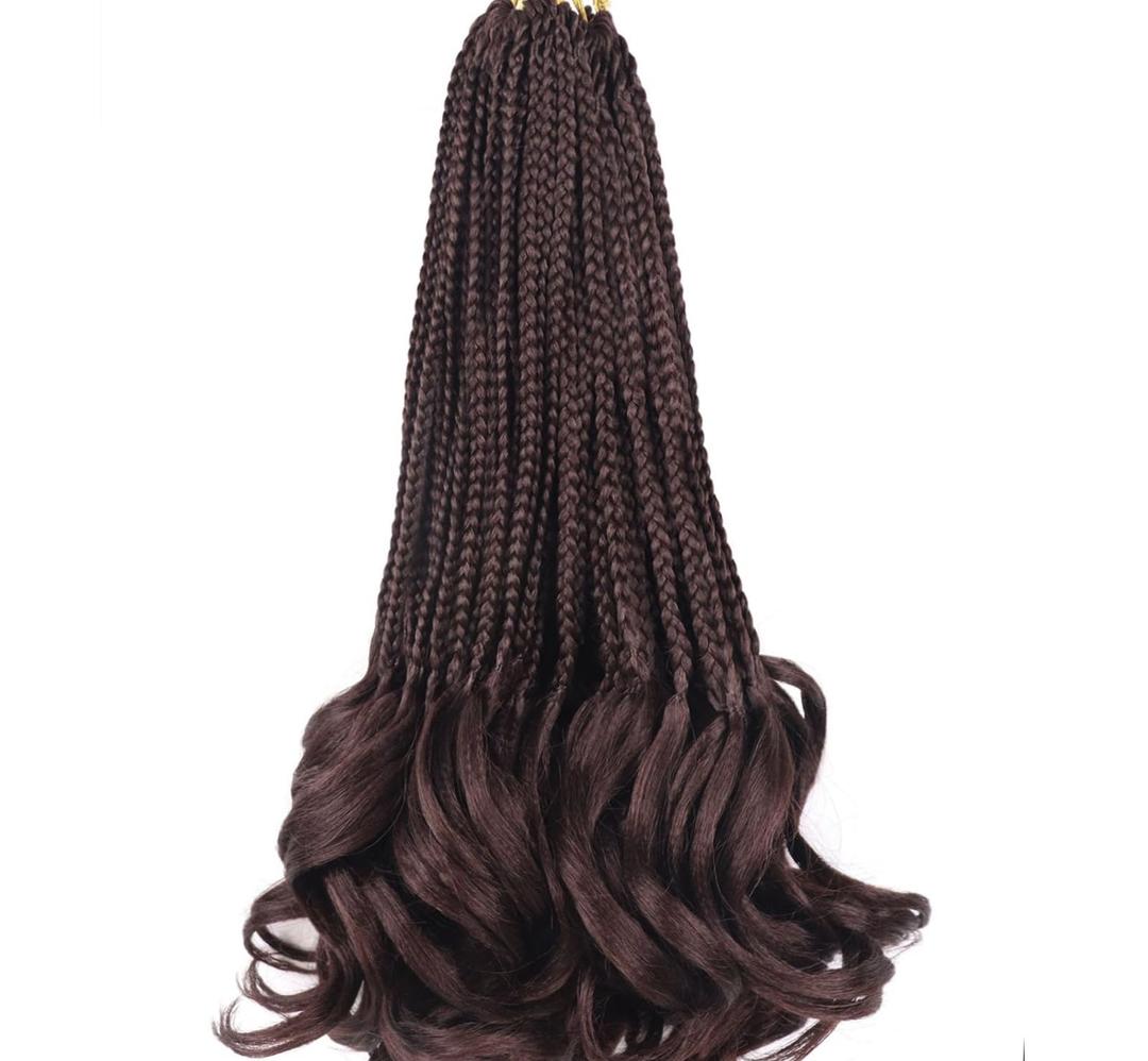 14 Inch 7 Packs French Curl Crochet Braids for Black Women Color 33 Short Pre Looped French Curly Braiding Hair for Goddess Box Braids Crochet Hair with Curly Ends