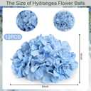 Hydrangea Flower Balls for Centerpieces - 12 PCS Artificial Floral Arrangement with Base, 8 Inch Diameter Fake Silk Kissing Ball for Wedding Table Home Party Decor - Light Blue