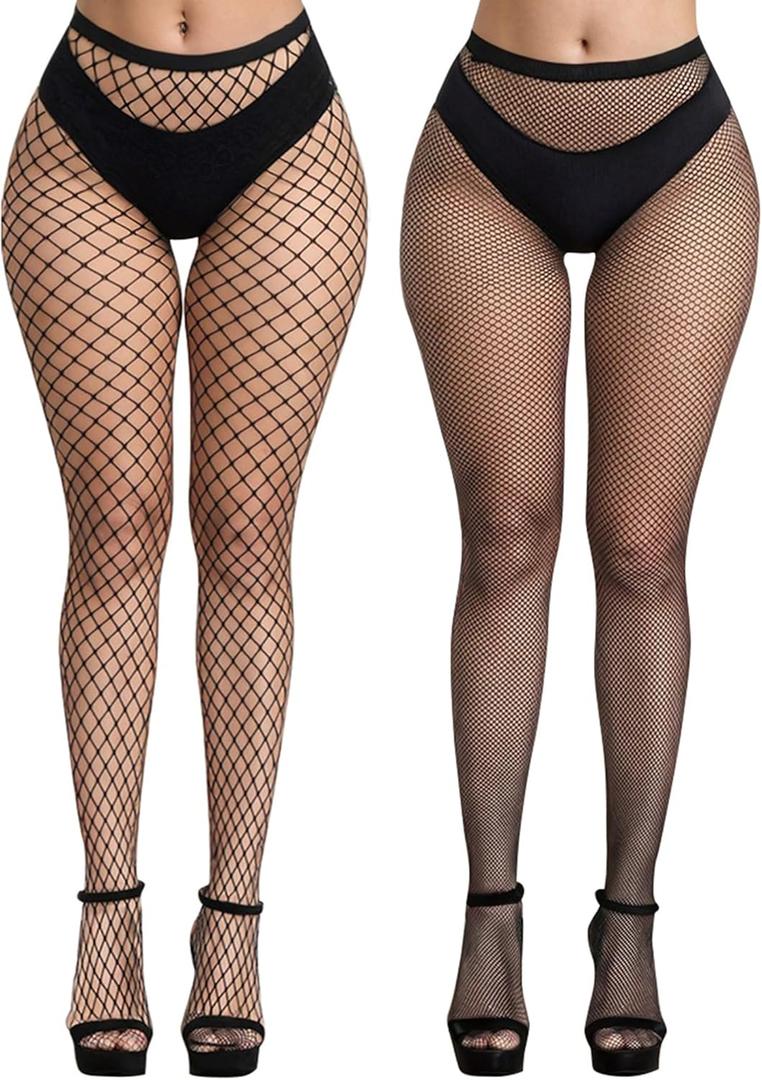 Fishnet Tights for Women Black Sheer Mesh Leggings High Waist Pantyhose Sexy Stretchy Going Out Stockings (M)