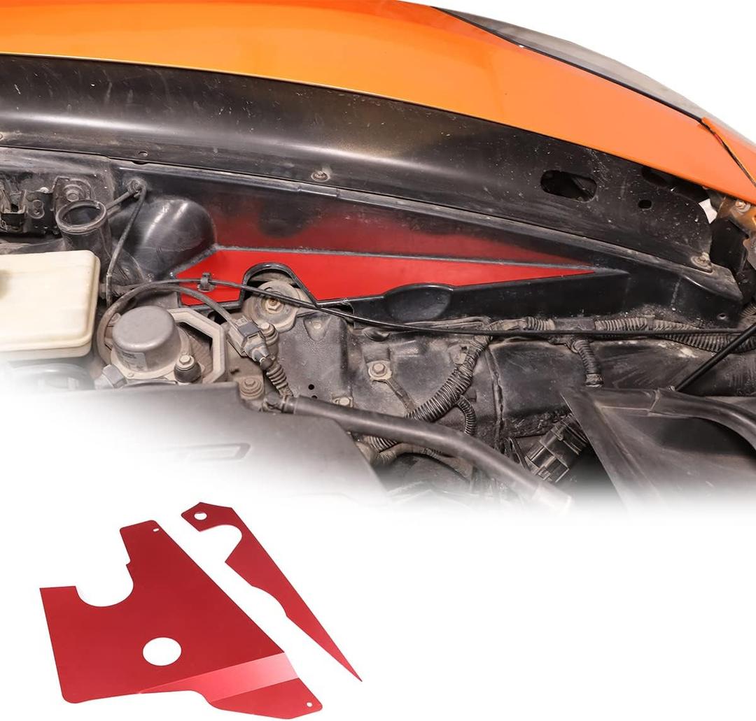 Aluminum Alloy Engine Bay Side Panel Cover for Chevrolet Corvette C7 2014-2019 Hood Engine Trim Sticker Interior Accessories (Engine Bay Side Dustproof Plate, Red)