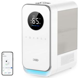 Dreo Humidifiers for Bedroom, Top-filled Smart Quiet Cool Mist Humidifiers for Large Room Home, Oil Diffuser & Nightlight, 50Hours Runtime for Indoor Plants, with Alexa/Google, Grey