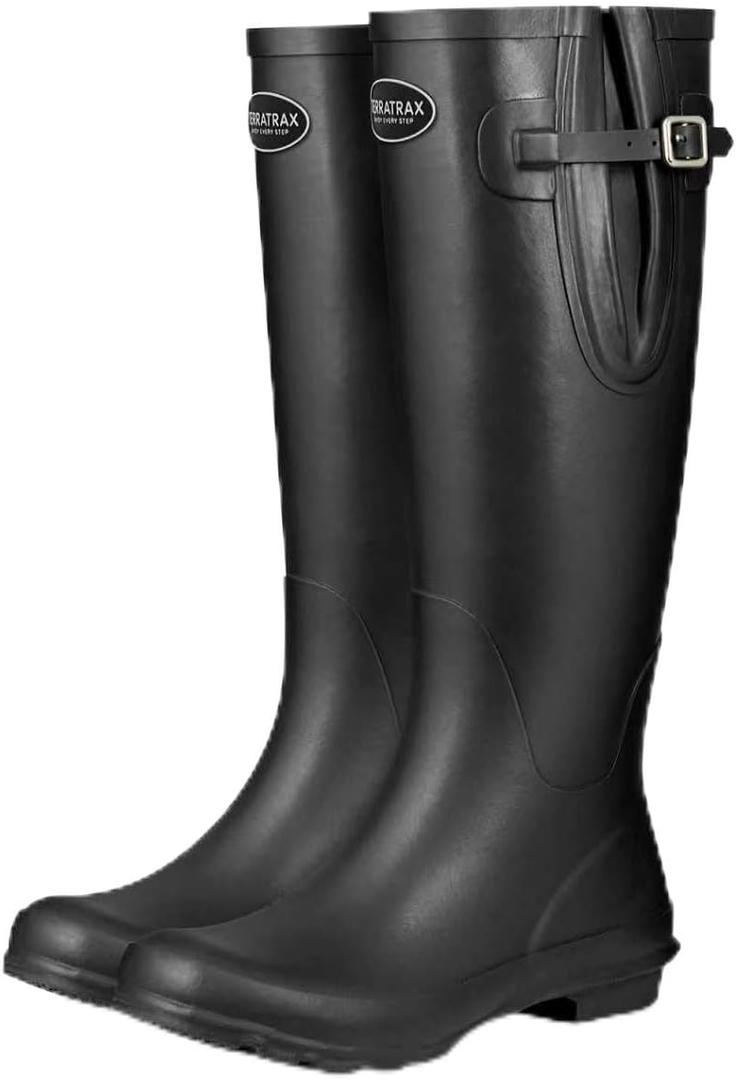 Women's Rain Boots, 100% Natural Rubber, Wide Calf Fit | Not PVC — stays crack-free in freezing temps. 16.2" shaft, adjustable calf up to 20.3". All-season Size 7
